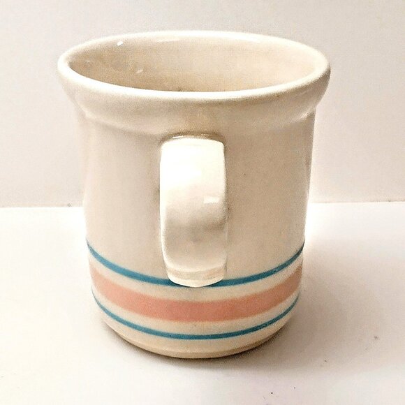 Vintage McCoy Pottery Coffee Mug ~ Blue & Pink Stripe ~ 3.5", 11 Oz 1970's USA - Picture 4 of 7